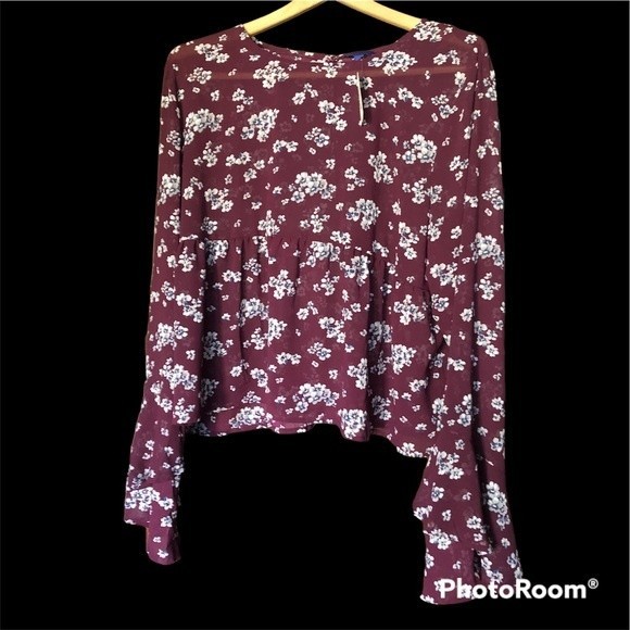 Aeropostale Top Blouse 2X XXL Sheer Boho Baby Doll Peplum Juniors - Picture 1 of 5